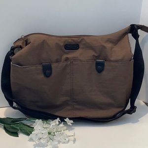 Lightweight Baggallini Light Brown with Black Trim Crossbody Bag